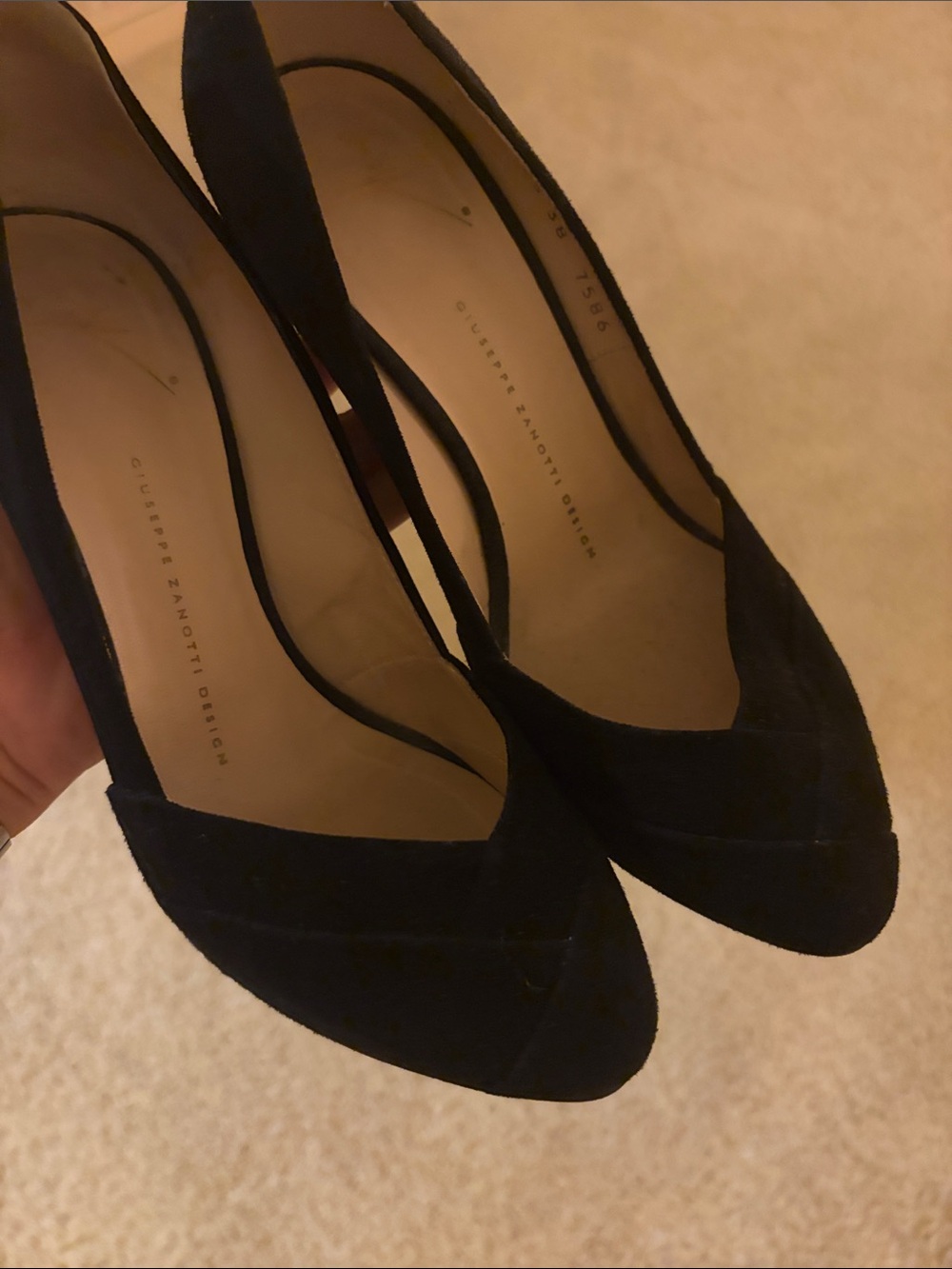 Giuseppe Zanotti Black Suede Slingback Pumps